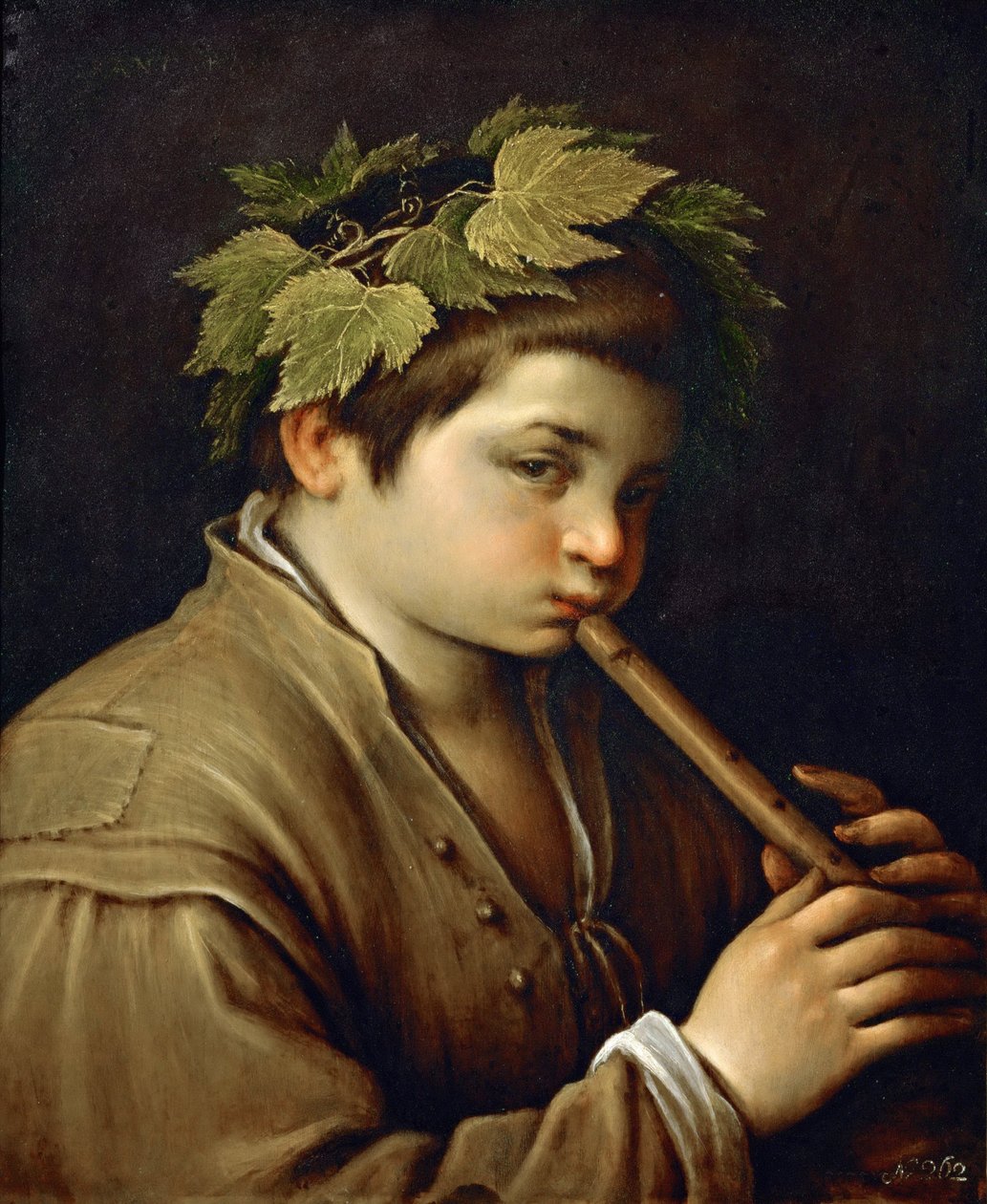 Garcon jouant de la flute - Huilua soittava poika - Francesco Bassano, nuorempi (1549-1592). Öljy kuparille, noin 1580-1585. Mitat: 54,6 x 44 cm. Taidehistoriallinen museo, Vienne tekijältä Francesco Bassano
