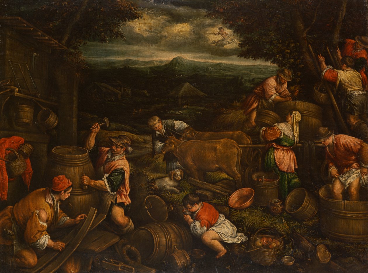 Syksyn sato (rypäleiden poiminta), 1585-90 (katso lisätietoja numerosta 65684) tekijältä Francesco Bassano