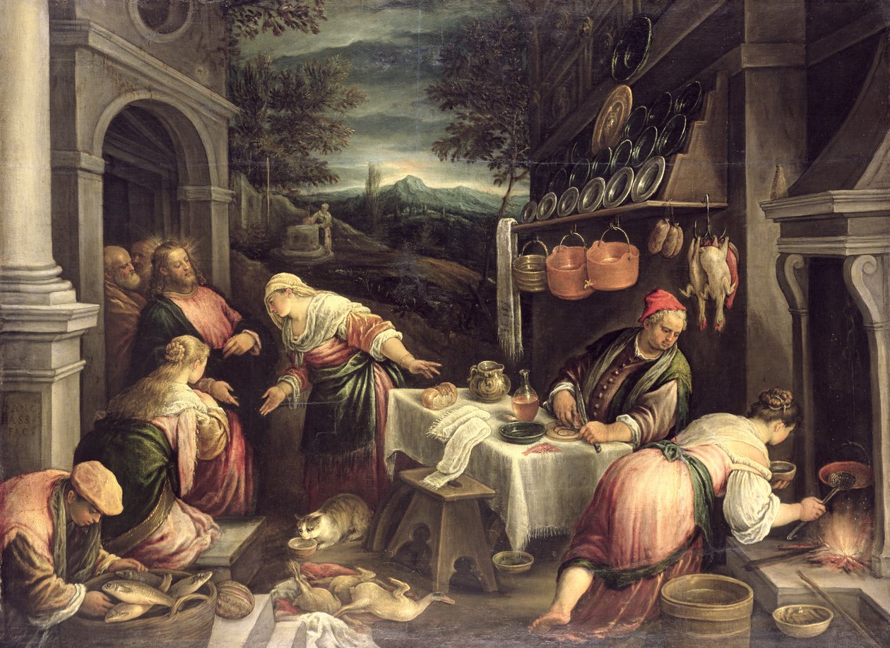 Jeesus Marian ja Martan kanssa, tekijältä Francesco Bassano