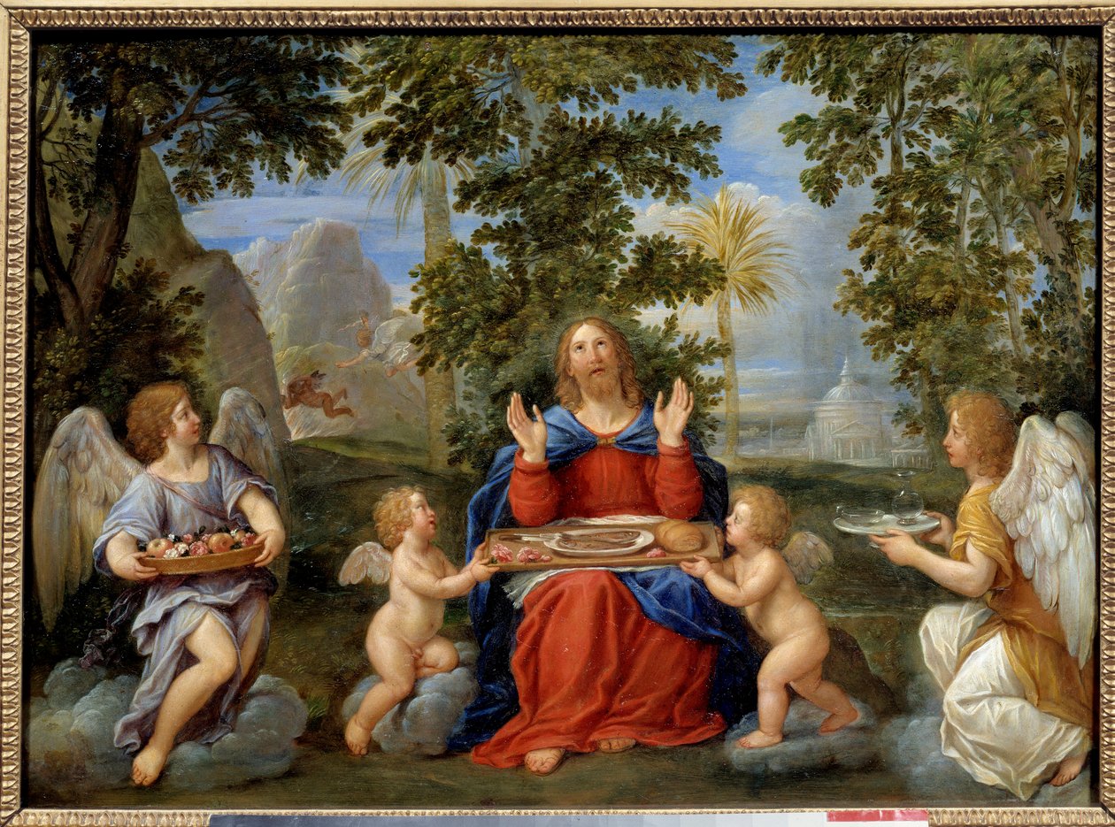 Enkelit palvelevat Kristusta - Francesco Albanin maalaus dit l