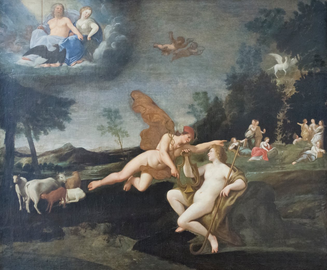 Jupiter lähettää Merkuriuksen Apolloon tekijältä Francesco Albani