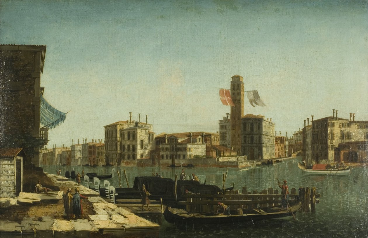 Näkymä Grand Canalille, Venetsia, n. 1743 (öljy kankaalle) tekijältä Francesco Albotto
