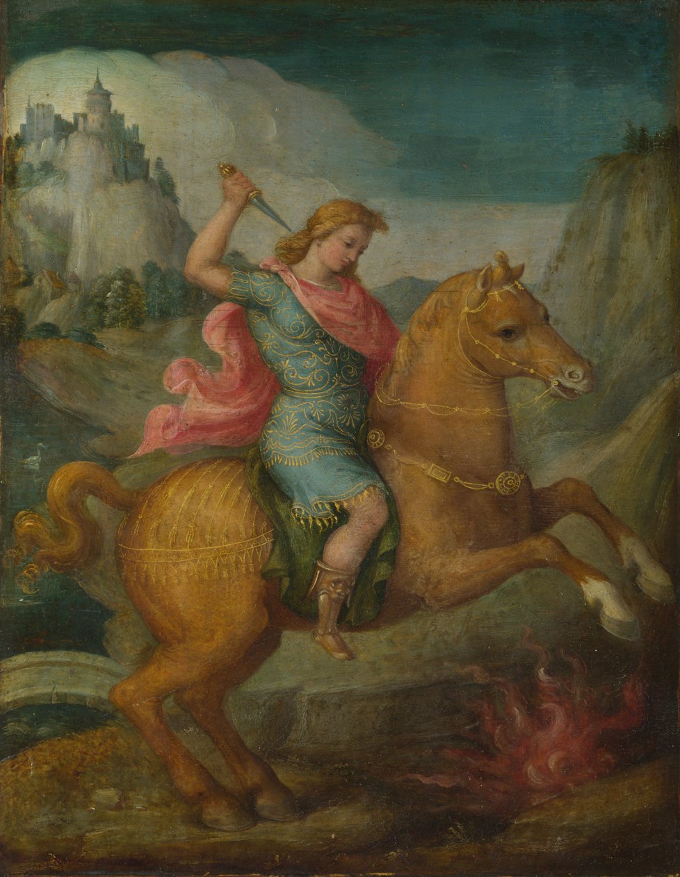 Marcus Curtius, c. 1525 tekijältä Francesco Ubertini Bacchiacca