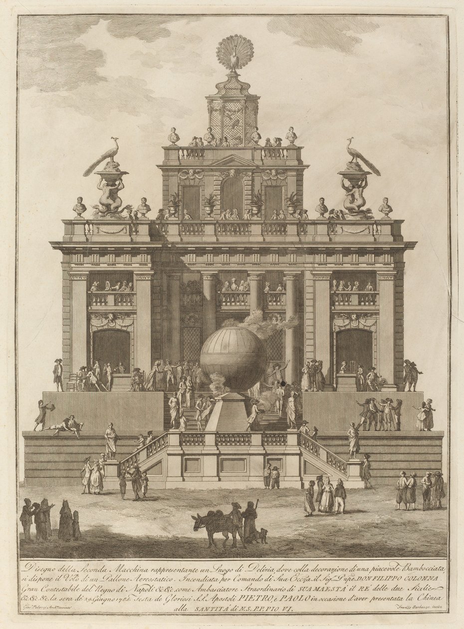 Ilopaikka ilmapallolla "Chinea"-festivaalille tekijältä Francesco Barbazza after Giuseppe Palazzi
