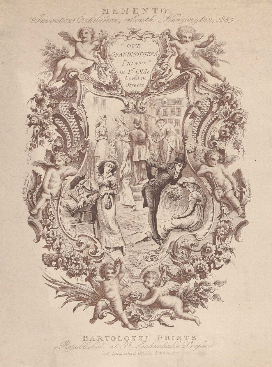 Mainos Mementolle, Inventions Exhibition, South Kensington, 1885, ca. 1885. tekijältä Francesco Bartolozzi