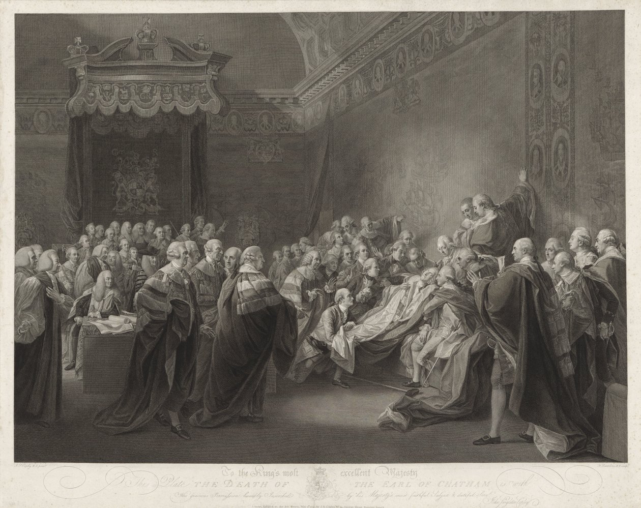 Dood van de Graaf van Chatham The Death of the Earl of Chatham (otsikko esineessä) tekijältä Francesco Bartolozzi