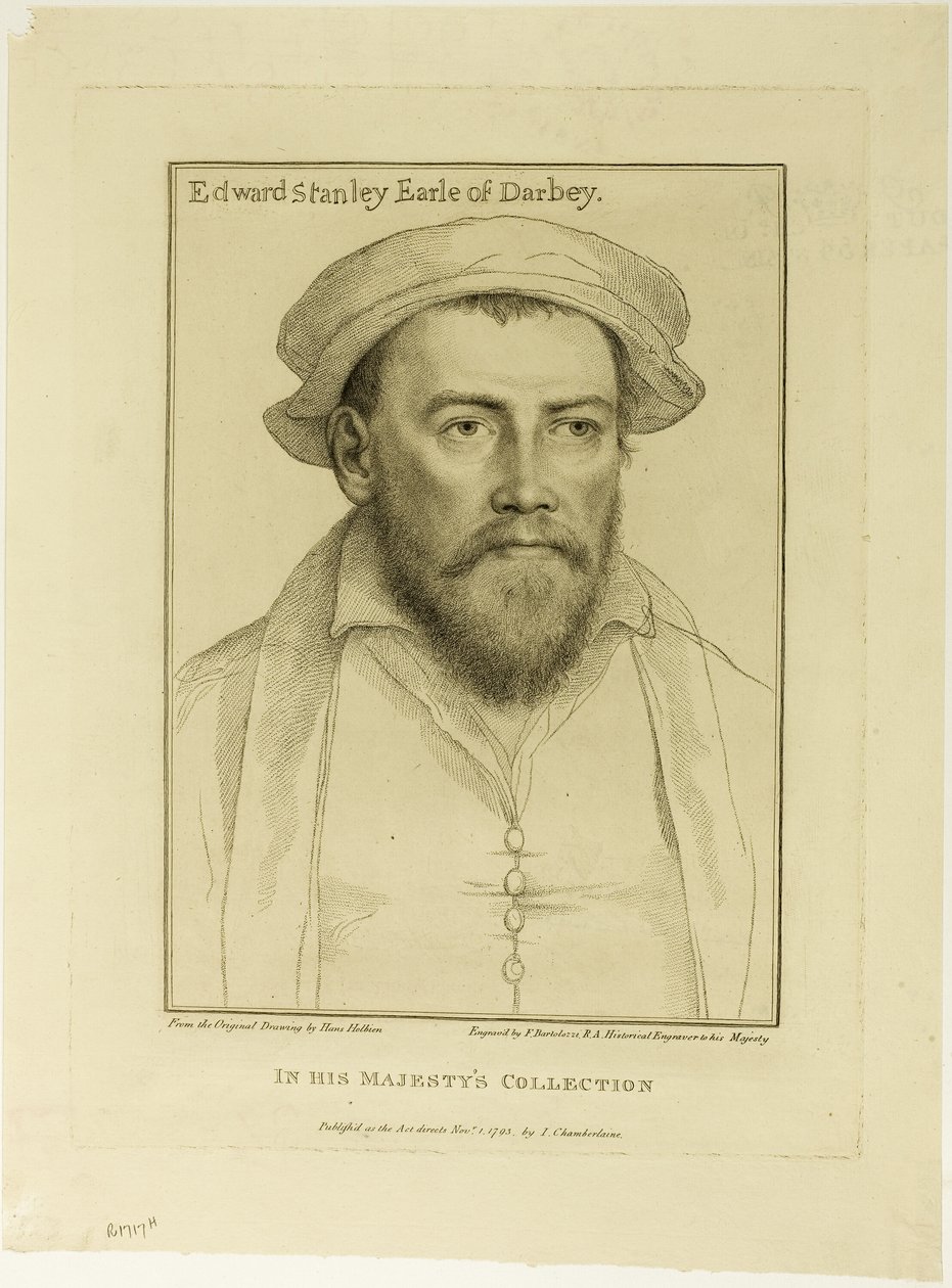Edward Stanley, Derbyn jaarli tekijältä Francesco Bartolozzi