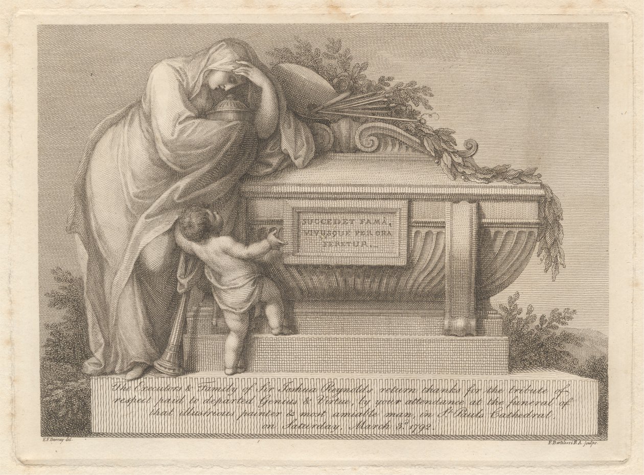 Sir Joshua Reynoldsin hautajaiskortti tekijältä Francesco Bartolozzi