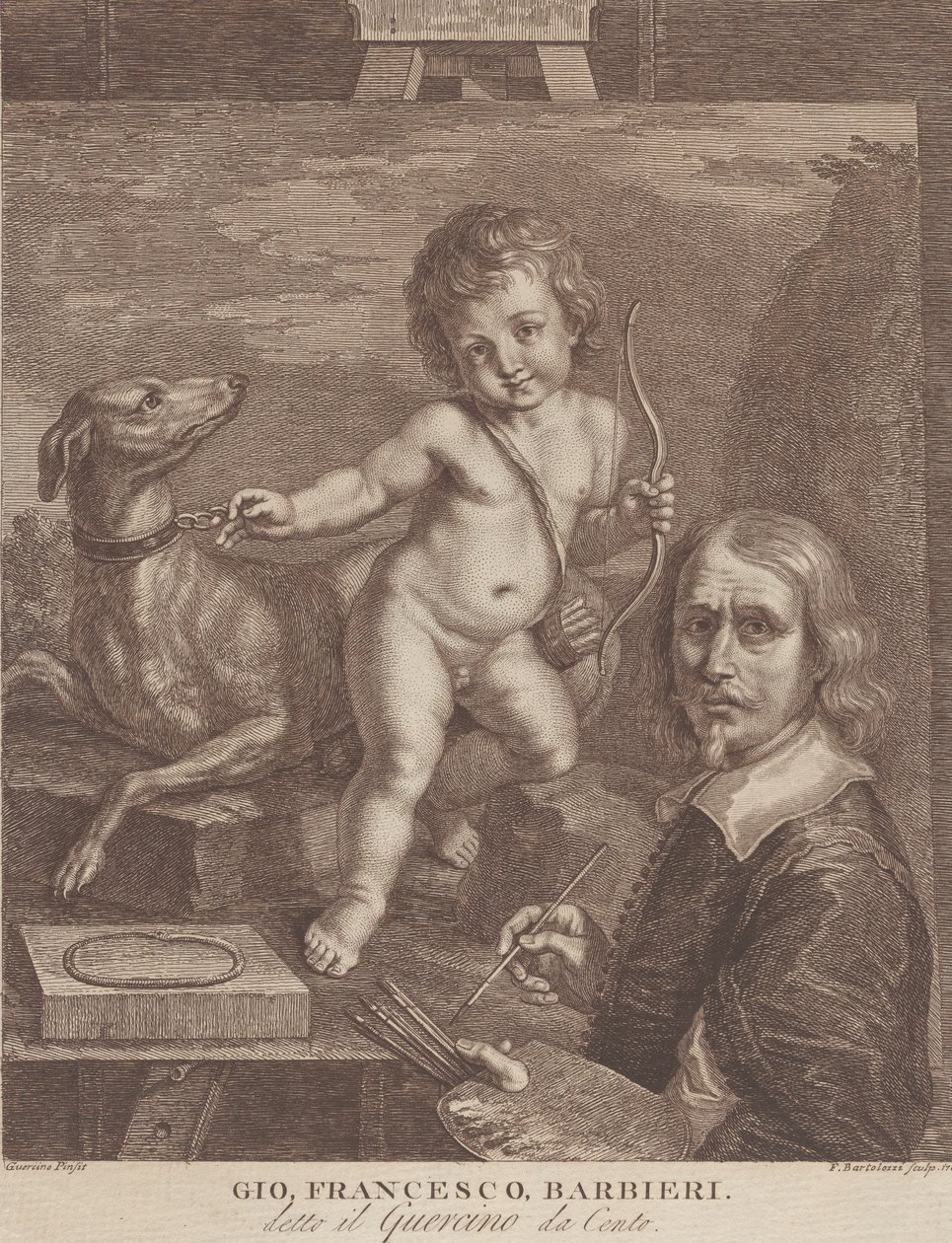 Guercinon omakuva, 1790-99. tekijältä Francesco Bartolozzi