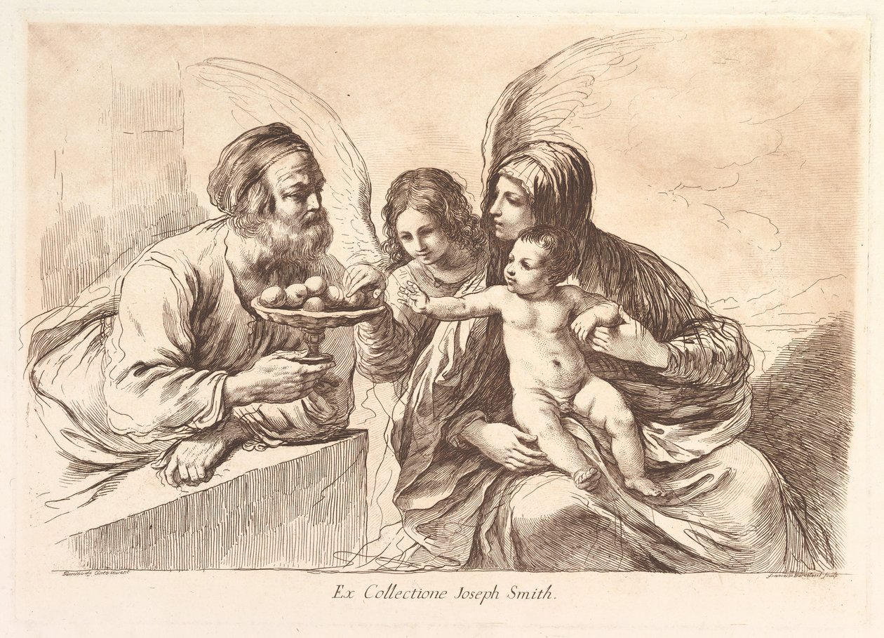 Sagrada Família amb un àngel que ofereix fruit al Nen Jesucrist: Raccolta di alcuni disegni..., 1764. finlandès tekijältä Francesco Bartolozzi