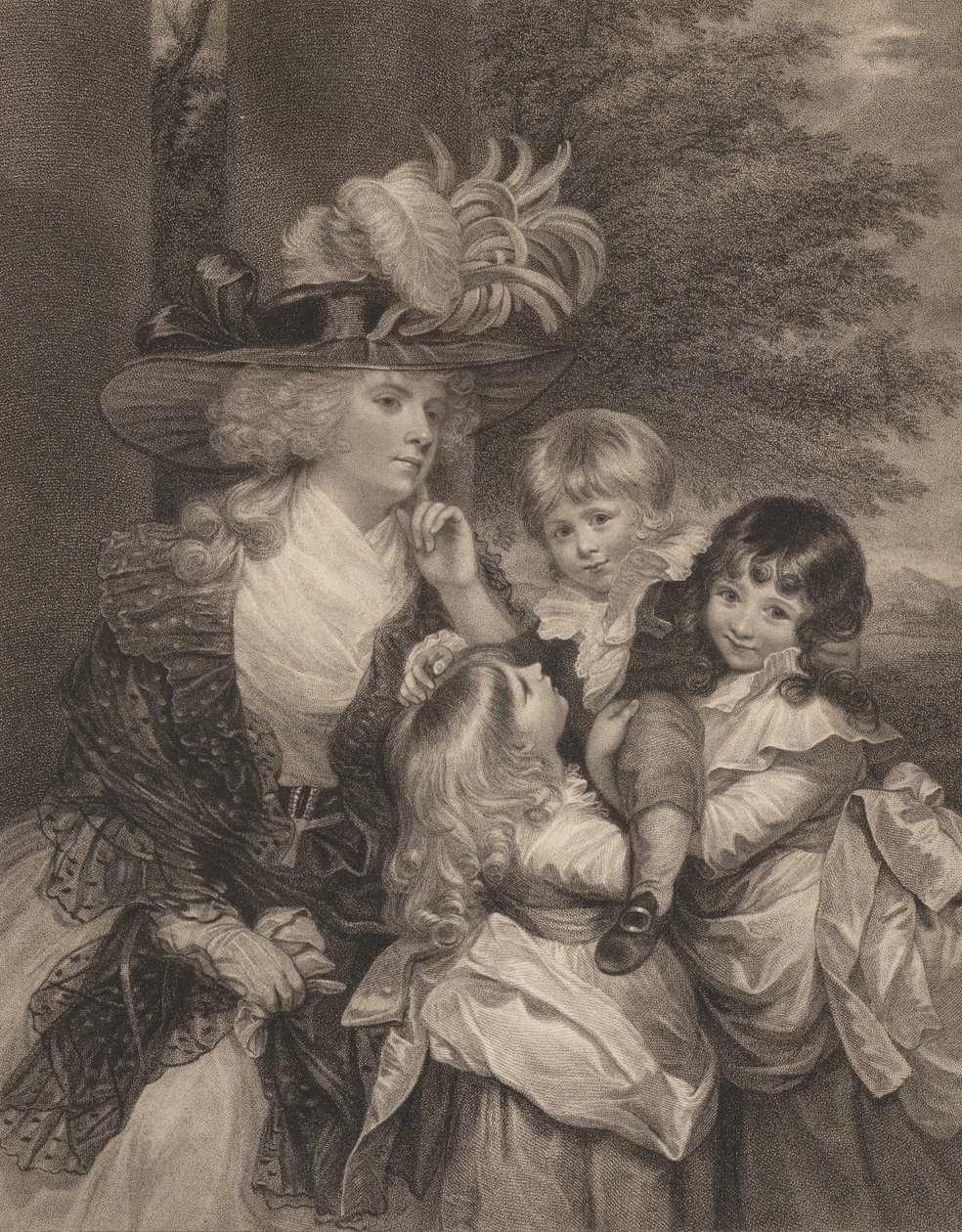 Lady Smith ja hänen lapsensa, 15. maaliskuuta 1789. tekijältä Francesco Bartolozzi