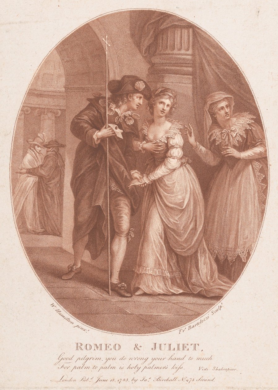 Romeu i Julieta a la mascarada Shakespeare, Romeu i Julieta, Acte 1, Escena 5..., 15 de juny de 1785. finlandès tekijältä Francesco Bartolozzi