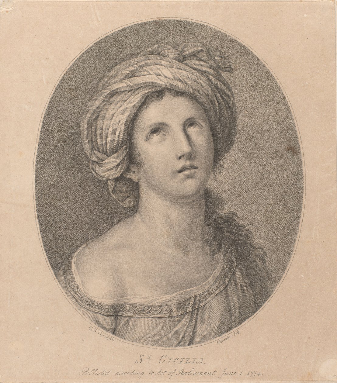 Pyhä Cecilia tekijältä Francesco Bartolozzi