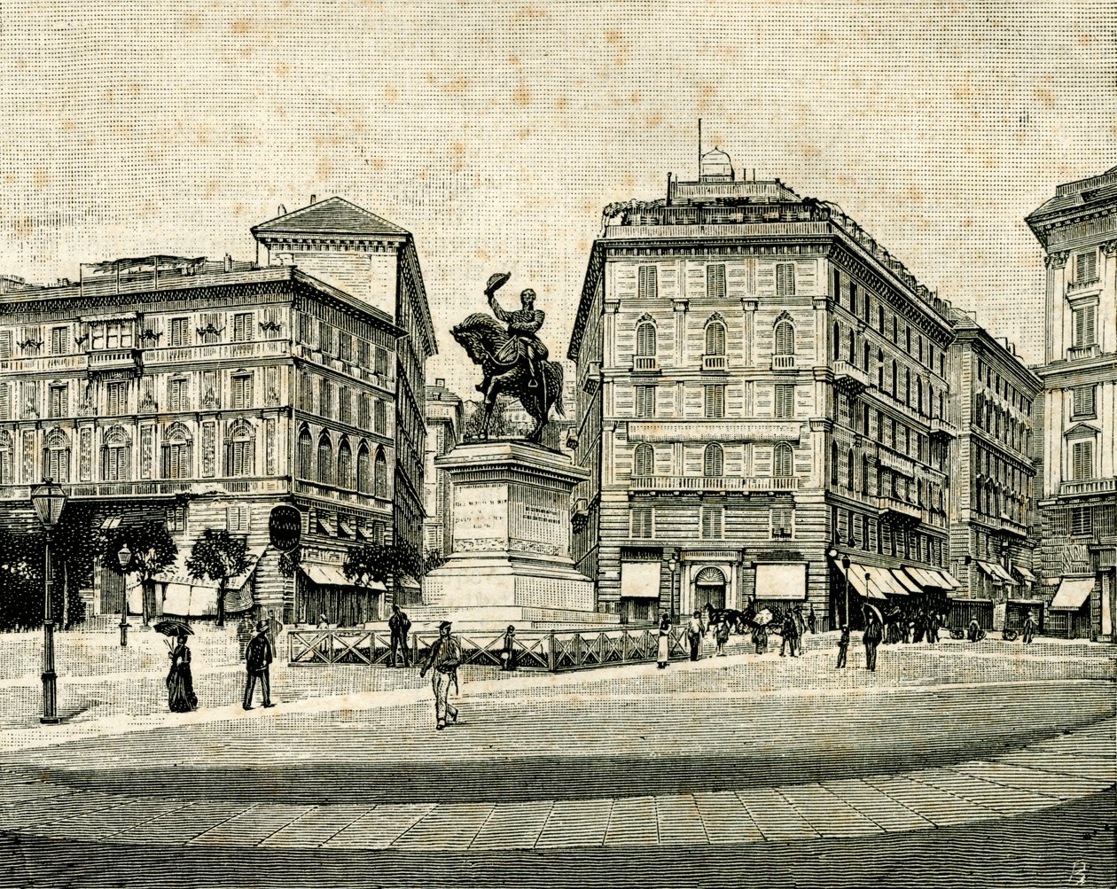 Muistomerkki Viktor Emmanuel II:lle (1820-1878), kirjoittanut Francesco Barzaghi (1839-1892), Piazza Corvetto, Genova, Liguria, Italia tekijältä Francesco Barzaghi