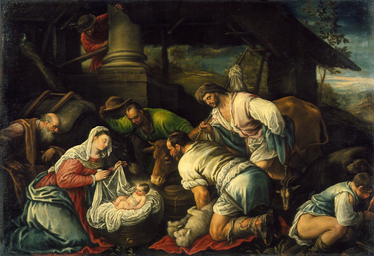 Paimenten palvonta, n. 1585-1590 tekijältä Francesco Bassano
