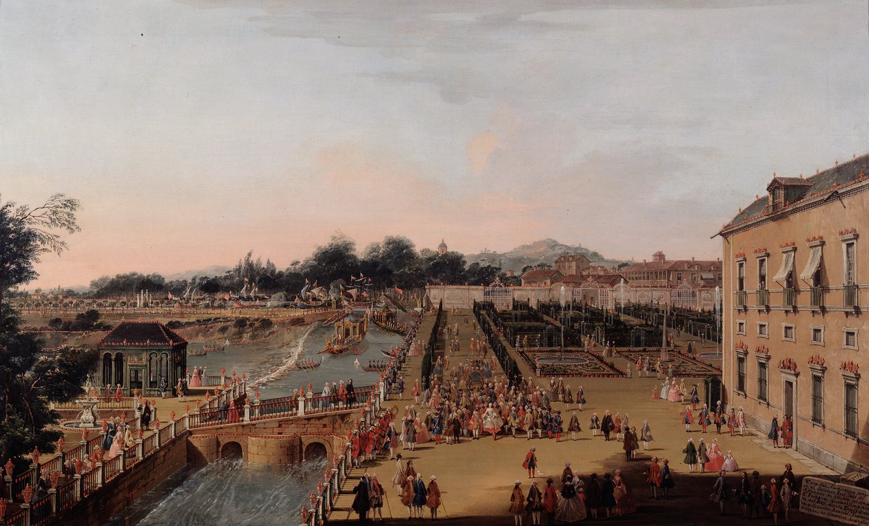 Ferdinand VI ja Barbara Braganza Aranjuezin puutarhassa, 1756. tekijältä Francesco Battaglioli