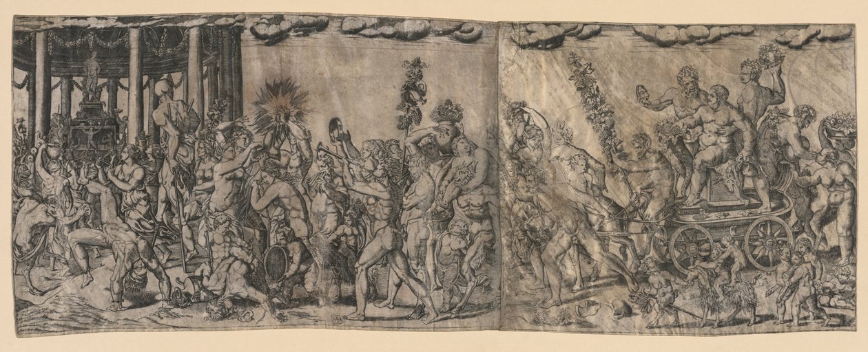 Bakkanaalinen kohtaus, 1500-luvun loppu - 1600-luvun alku. tekijältä Francesco Bertelli