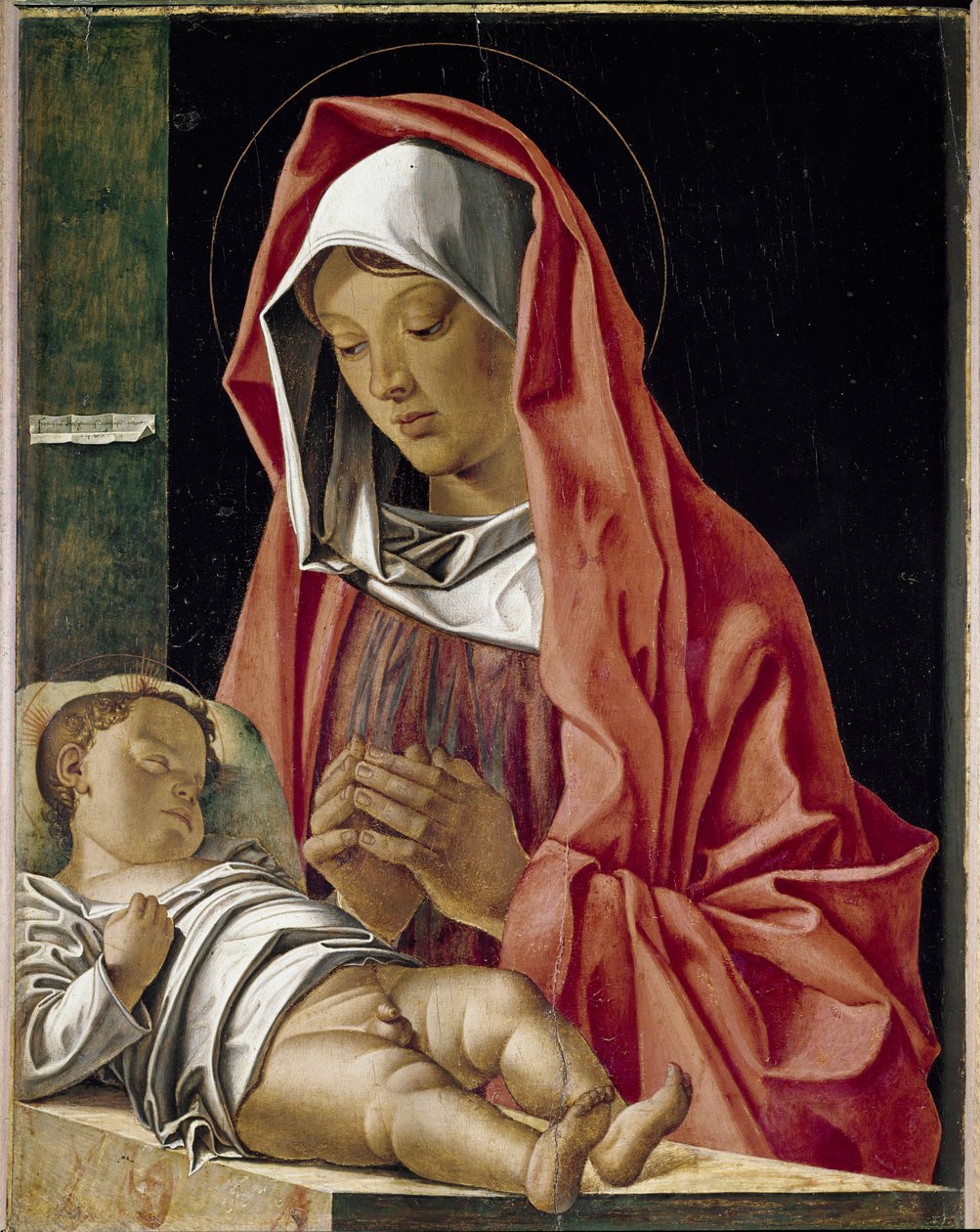 Neitsyt lasta palvomassa Francesco Bonsignorin (n. 1455-1519) maalaus 1483 Verone, Museo di Castelvecchio Italia tekijältä Francesco Bonsignori