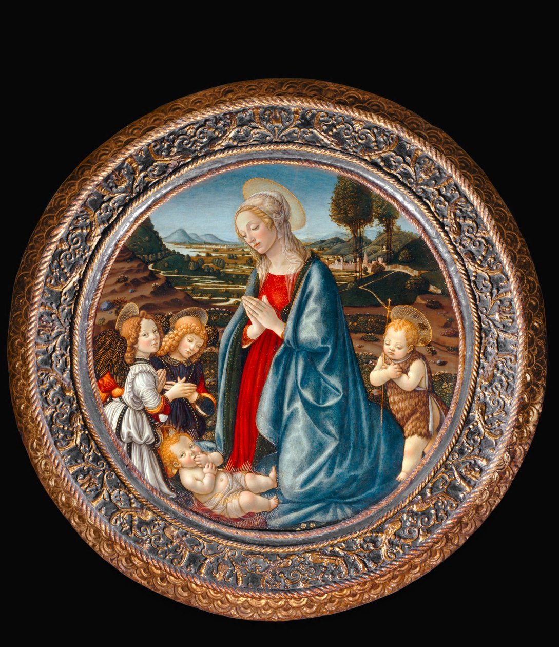 Madonna lapsen kanssa, jota ympäröivät Johannes Kastaja ja kaksi enkeliä ... tekijältä Francesco Botticini