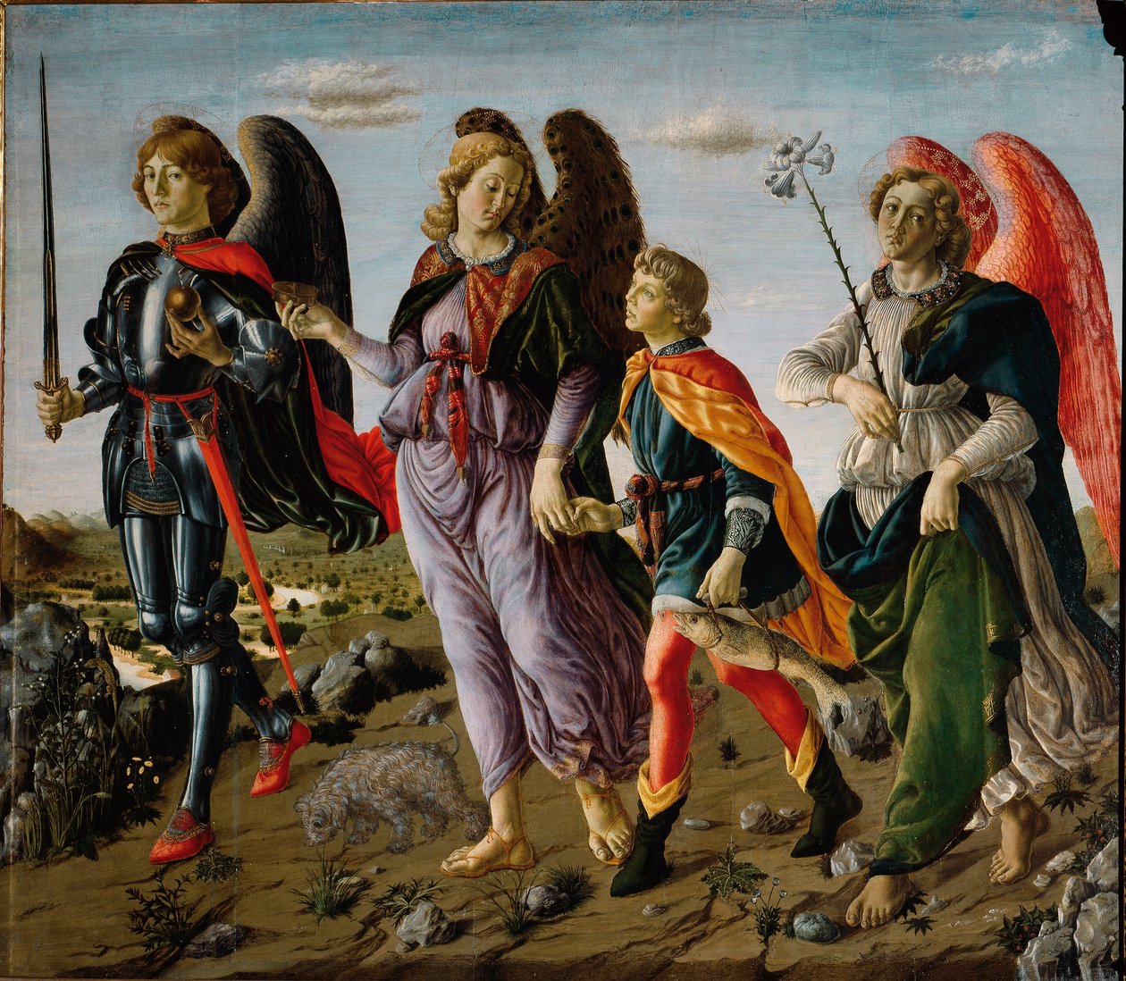 Kolme arkkienkeliä ja Tobit (maalaus tekijältä Francesco Botticini