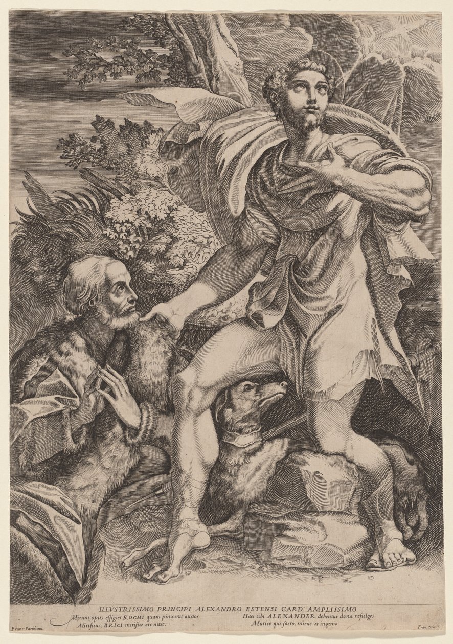 Pyhä Roch lahjoittajan kanssa tekijältä Francesco Brizio, after Parmigianino
