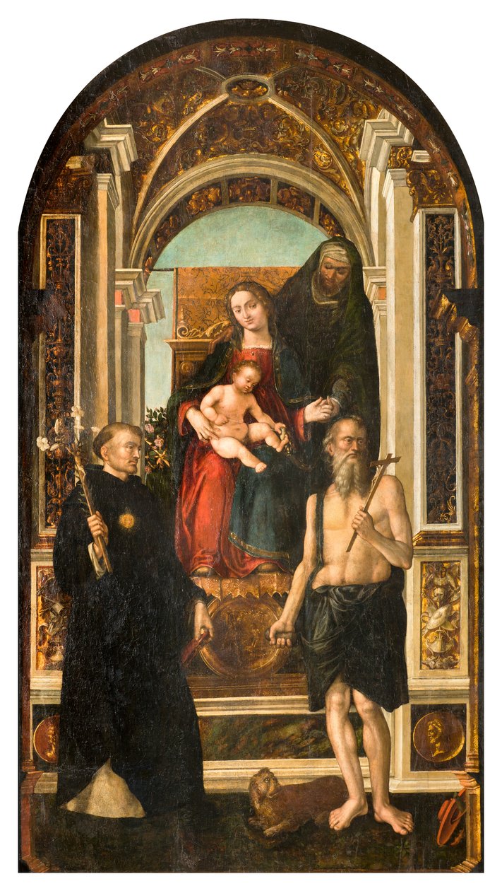 North Transept, Pyhän Nikolauksen alttari, Madonna Enthroned ja Child Saint Anna Pyhät Nikolaus Tolentino ja Jerome, Francesco Casella 1510 tekijältä Francesco Casella
