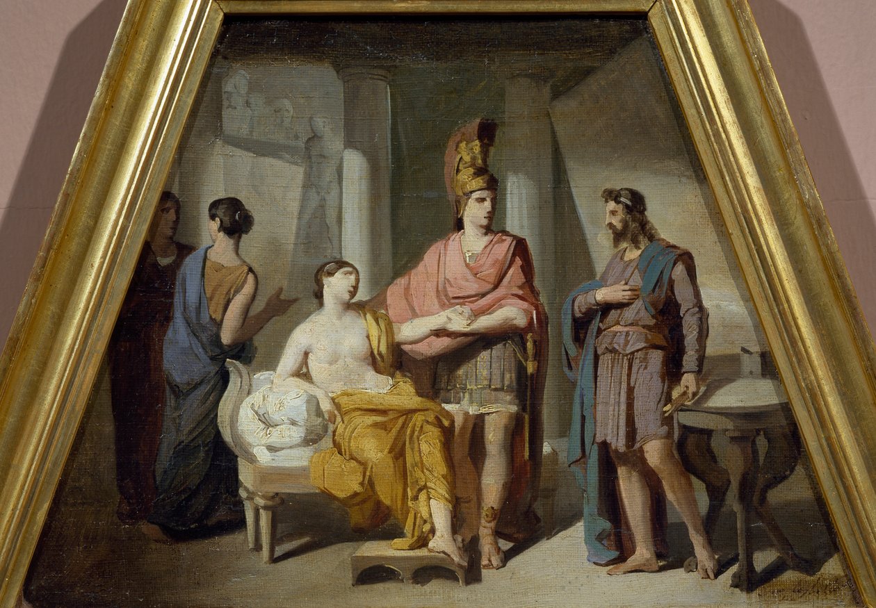 Alexander luovutti rakastajatar Campaspen Apellesille, kirjoittanut Francesco Coghetti (1804-1875), öljy kankaalle tekijältä Francesco Coghetti