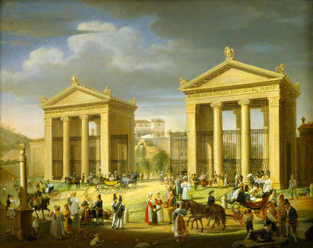 Lähestymistapa Villa Borghesen, Rooma, 1838. tekijältä Francesco Diofebi