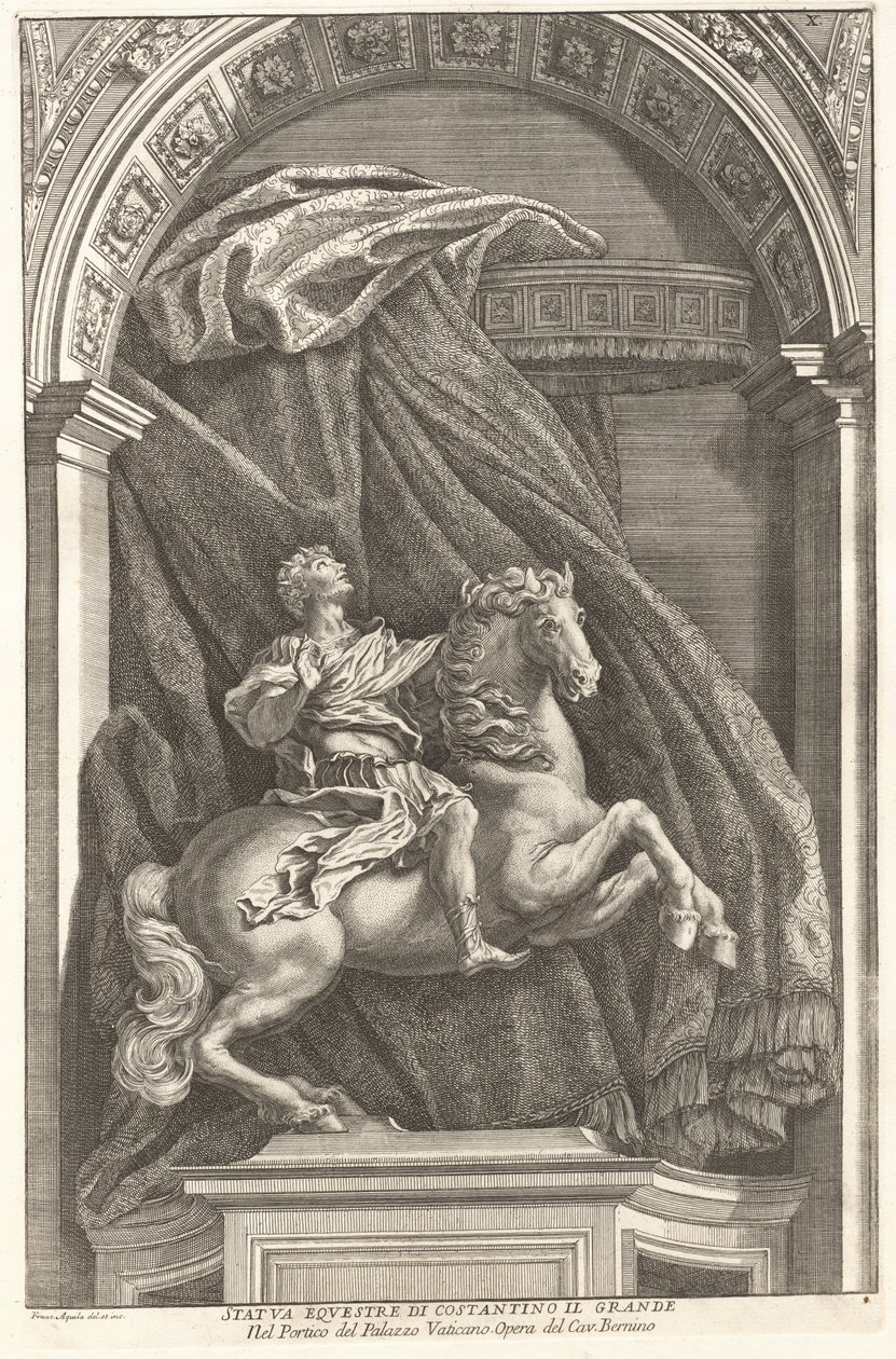 Konstantinuksen patsas tekijältä Francesco Faraone Aquila after Gian Lorenzo Bernini