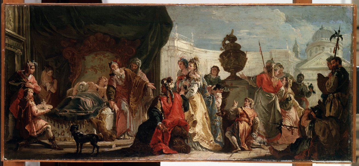 ""Antiochus ja Stratonice"" (Antiochus ja Stratonice). Antiokhos (tai Antiokhos), kuningas Seleukuksen (tai Seleukoksen) I Nicatorin poika, hoitaa lääkäri Erasistratus of Ceos sairautta, joka johtuu hänen rakkaudestaan ​​ja Stratonicesta (tai Stratonikesta tekijältä Francesco Fontebasso