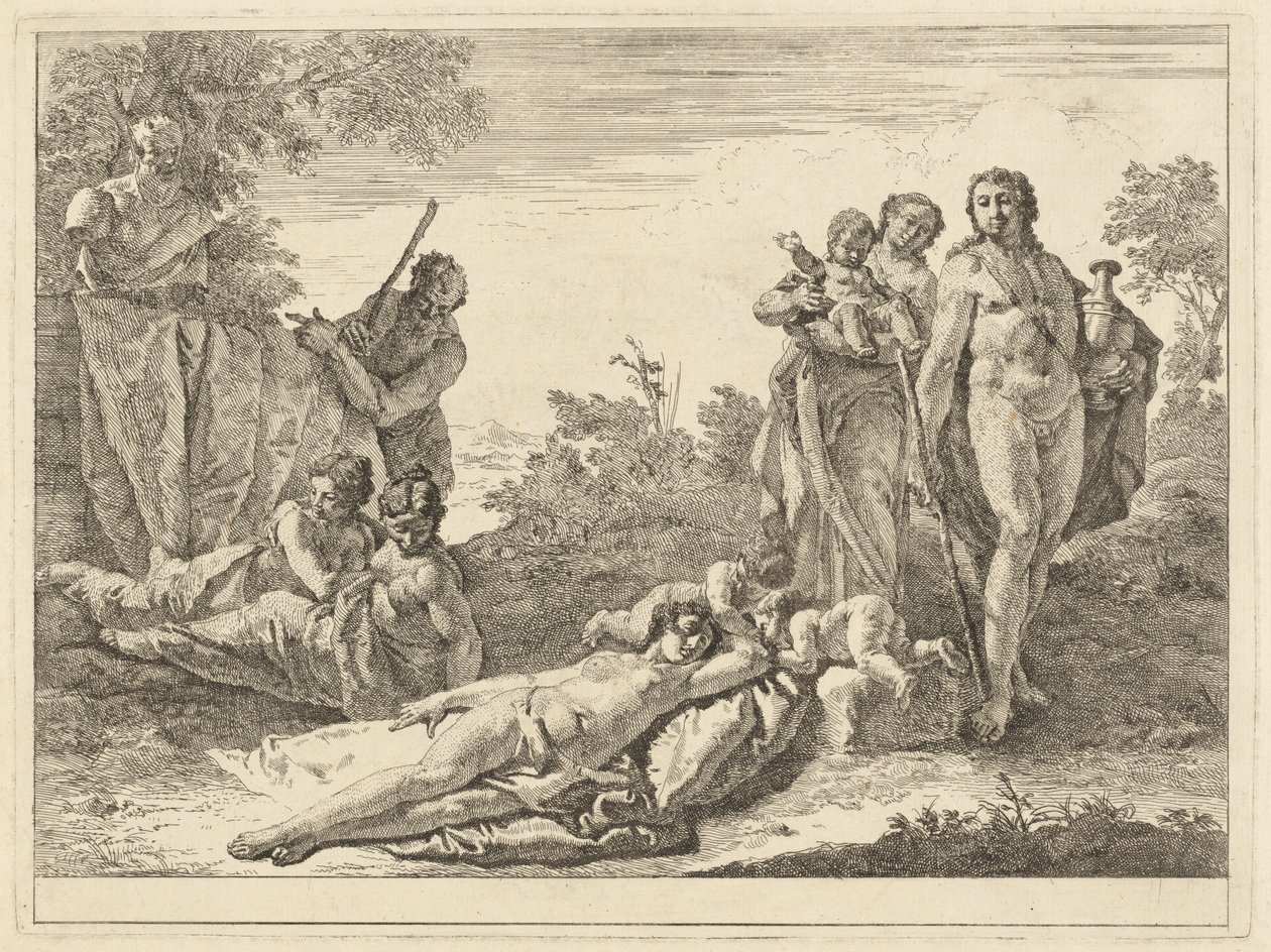 Yhdeksän figuuria Pan Hermin ympärillä tekijältä Francesco Fontebasso