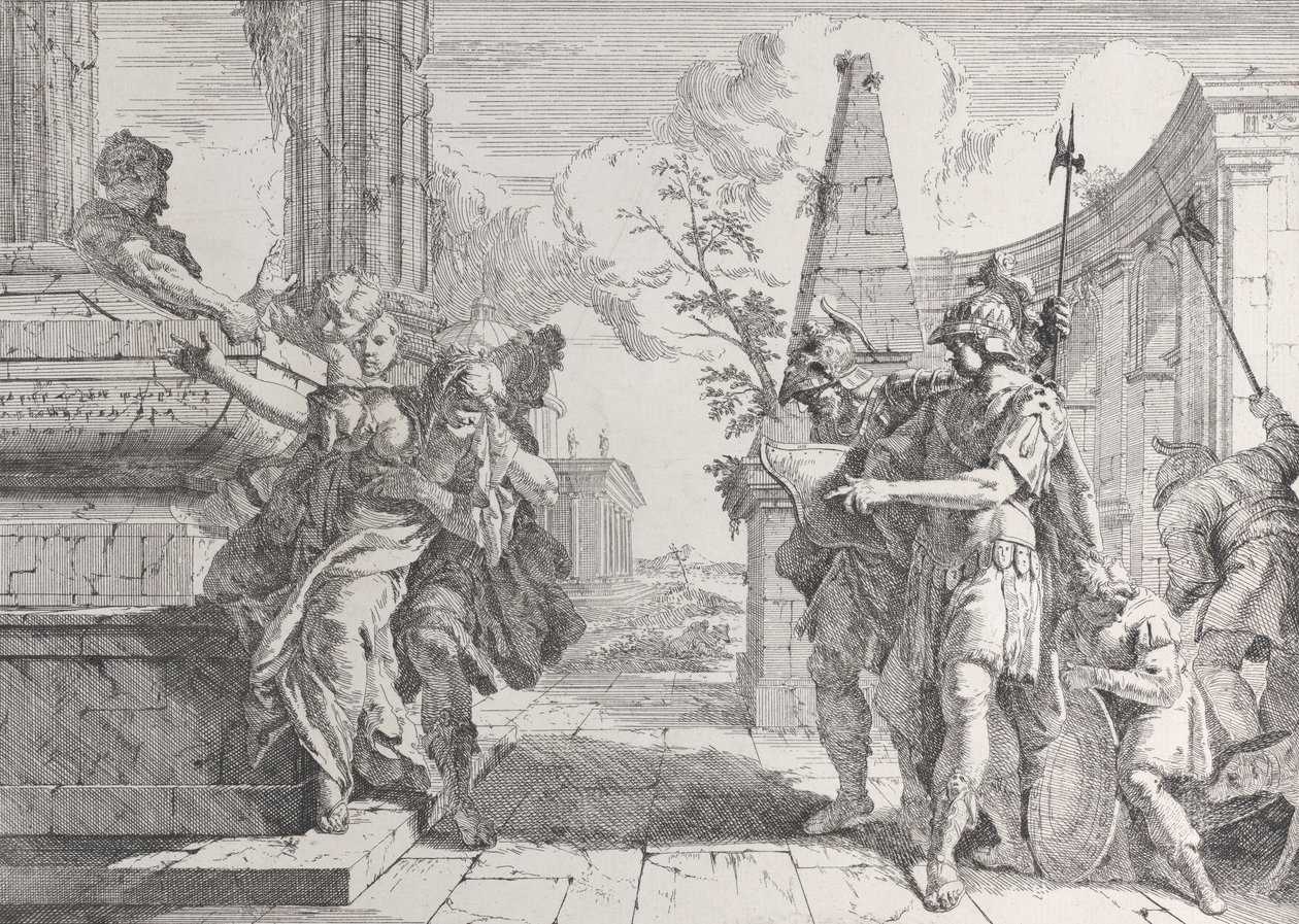 Polyxenan uhri, julkaisusta Bacchanals and Histories, 1744, 1744. tekijältä Francesco Fontebasso