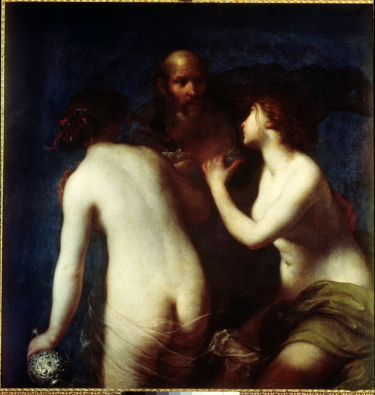 Loth ja hänen tyttärensä Francesco Furinin maalaus (1604-1646) 1600-luvun Madrid, Prado-museo. tekijältä Francesco Furini
