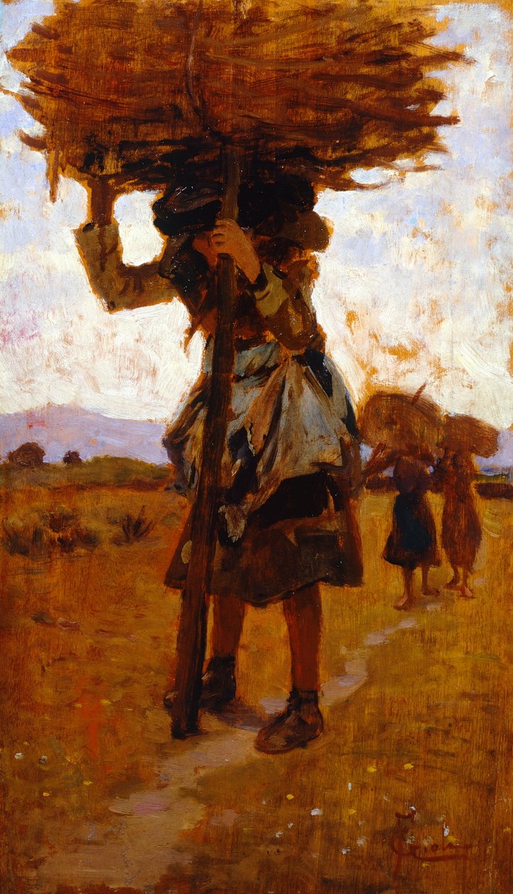 Naarasmetsästäjät San Rossoresta (tutkimus), Francesco Gioli (1846-1922), öljy paneelille, 39x22 cm tekijältä Francesco Gioli