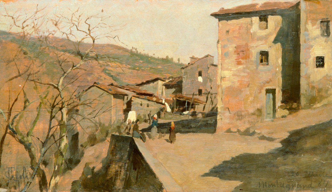 Montagnana de Francesco Gioli (1846-1922), oli sobre panell tekijältä Francesco Gioli