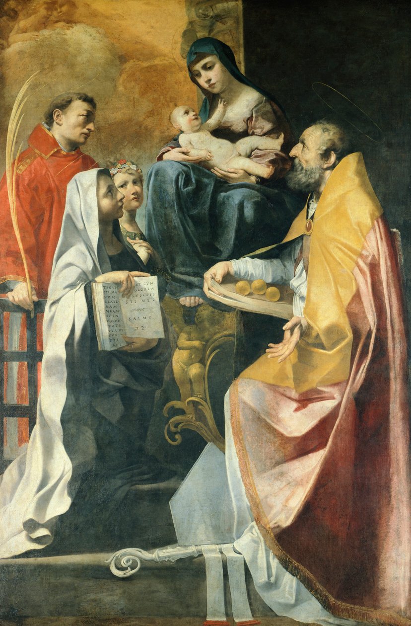 Madonna neljän pyhän kanssa, kirjoittanut Gian Francesco Gessi (1588-1649), 238x153 cm tekijältä Francesco Giovanni Gessi