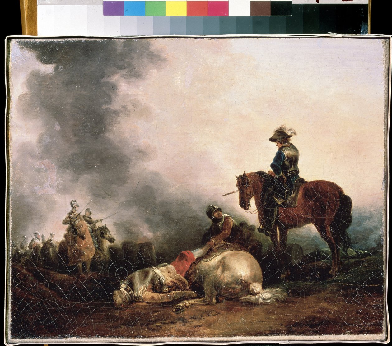 ""Taistelun jälkeen"" (Taistelun jälkeen) Sodan vertaus, soturi tappaa. Francesco Giuseppe Casanovan (1727-1802) maalaus Mikhail Kroshitskyn taidemuseo, Sevastopol (Sevastopol) Ukraina tekijältä Francesco Giuseppe Casanova