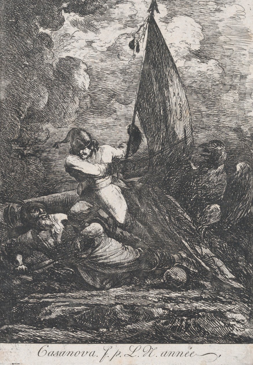 Taistelukohtaus, mahdollisesti 1700-luku. tekijältä Francesco Giuseppe Casanova