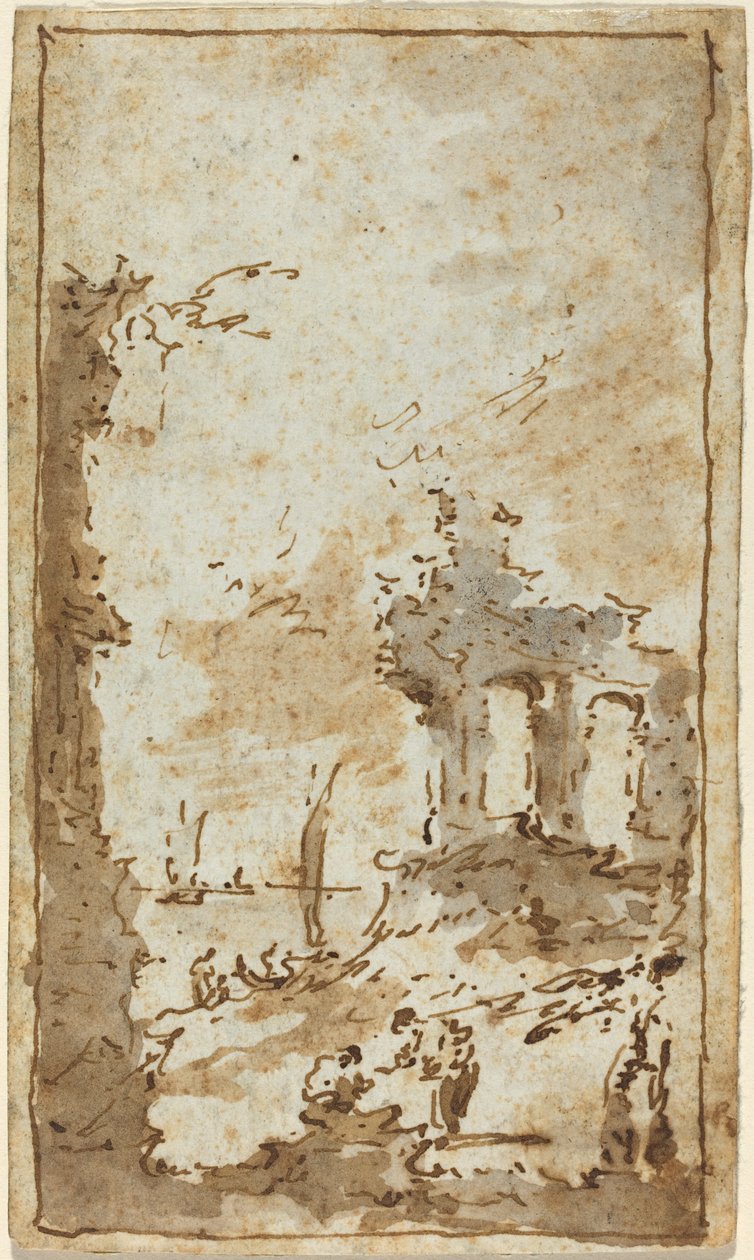 Raunioiden Capriccio laguunin rannalla tekijältä Francesco Guardi