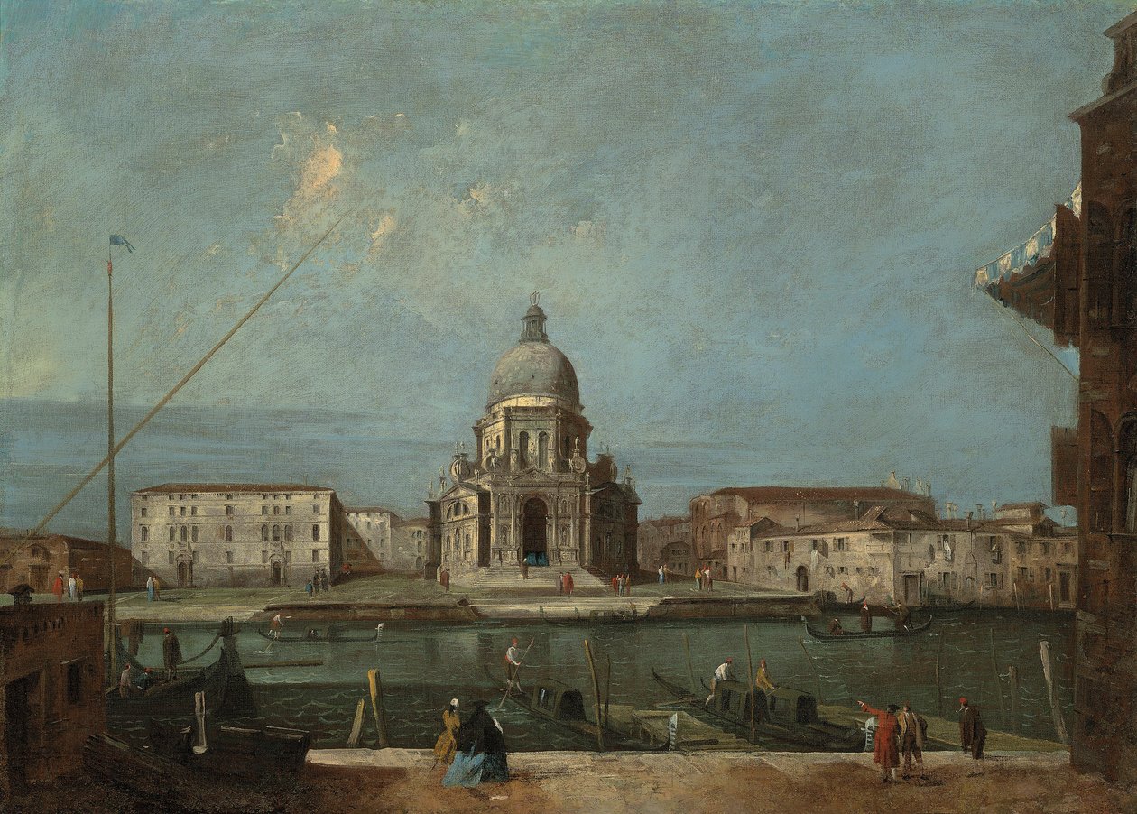 Näkymä Grand Canalille, Venetsia, ja Santa Maria della Saluten kirkko tekijältä Francesco Guardi