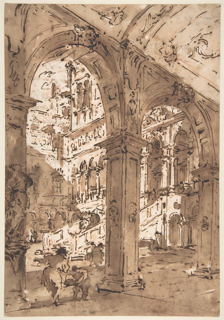 Arkkitehtoninen kapriisi: Palatsin sisäpiha tekijältä Francesco Guardi