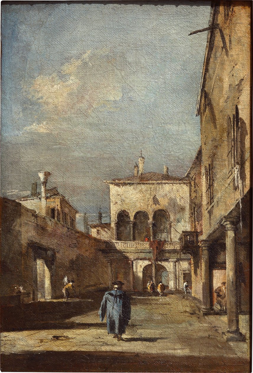 Arkkitehtoninen fantasia pihalla tekijältä Francesco Guardi