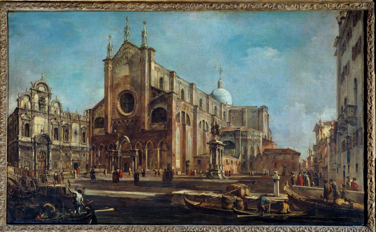 Giovanni ja Paolo -kirkon Campo Scuola di San Marcon kanssa Venetsiassa noin 1766-1770. Francesco Guardin maalaus tekijältä Francesco Guardi