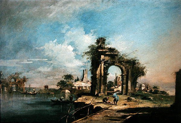 Capriccio rauniolla kaarella (öljy) (katso 35489) tekijältä Francesco Guardi
