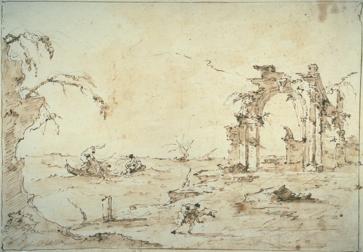 Capriccio ja squall laguunilla tekijältä Francesco Guardi