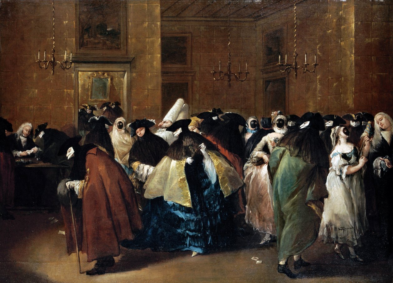 Kasino (alennettu) Venetsiassa - Guardi, Francesco (1712-1793) - Öljy kankaalle - 77,5x107,5 - Yksityiskokoelma tekijältä Francesco Guardi
