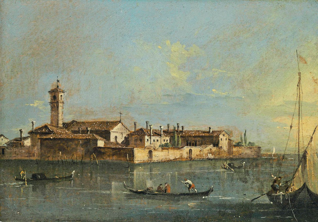 Isola del Lazzaretto Vecchio, 1700-luvun toinen puoli. tekijältä Francesco Guardi