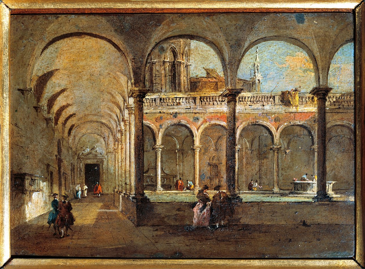 Italia, Venetsia, Veljien luostari (maalaus) tekijältä Francesco Guardi