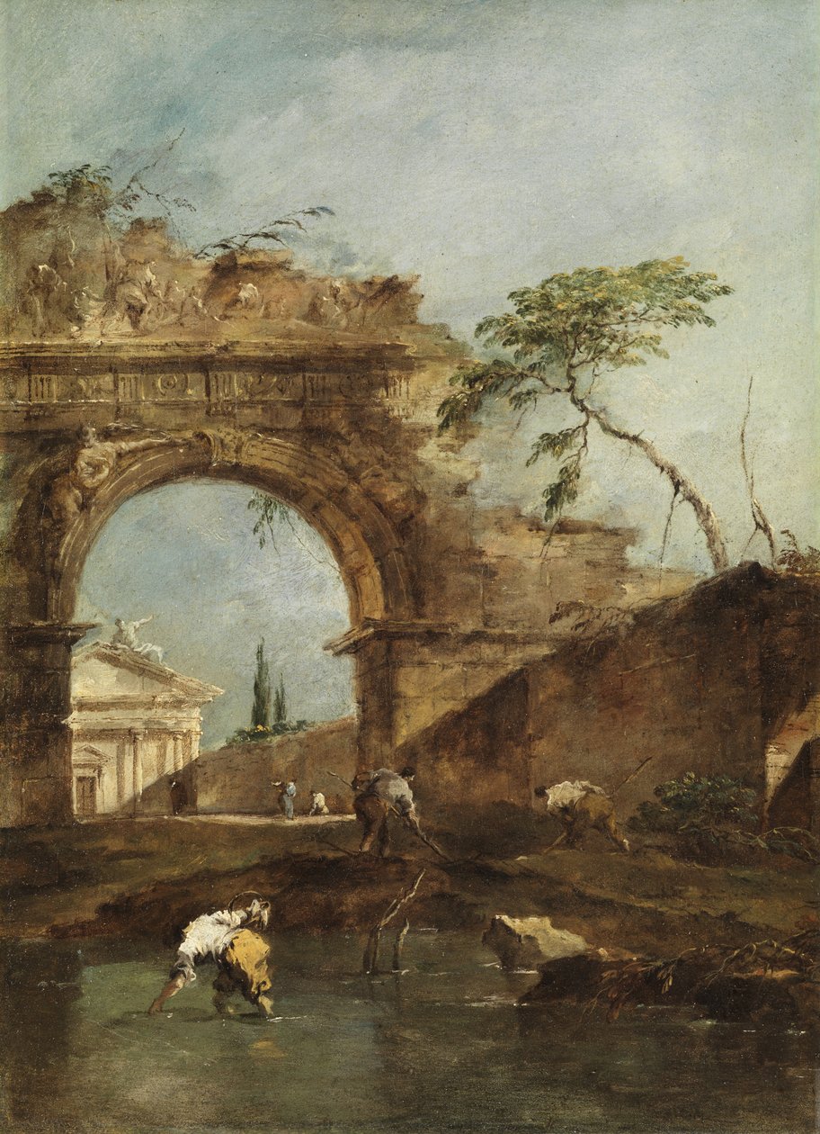 Maisema - Capriccio, noin 1780 tekijältä Francesco Guardi