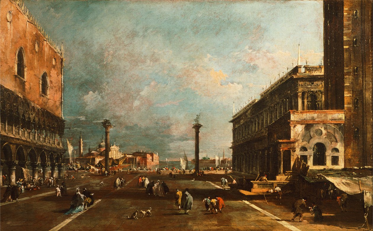 Pieni Pyhän Markuksen aukio kohti San Giorgioa, Venetsia, Francesco Guardi (1712-1793), öljy kankaalle, 45x72 cm tekijältä Francesco Guardi